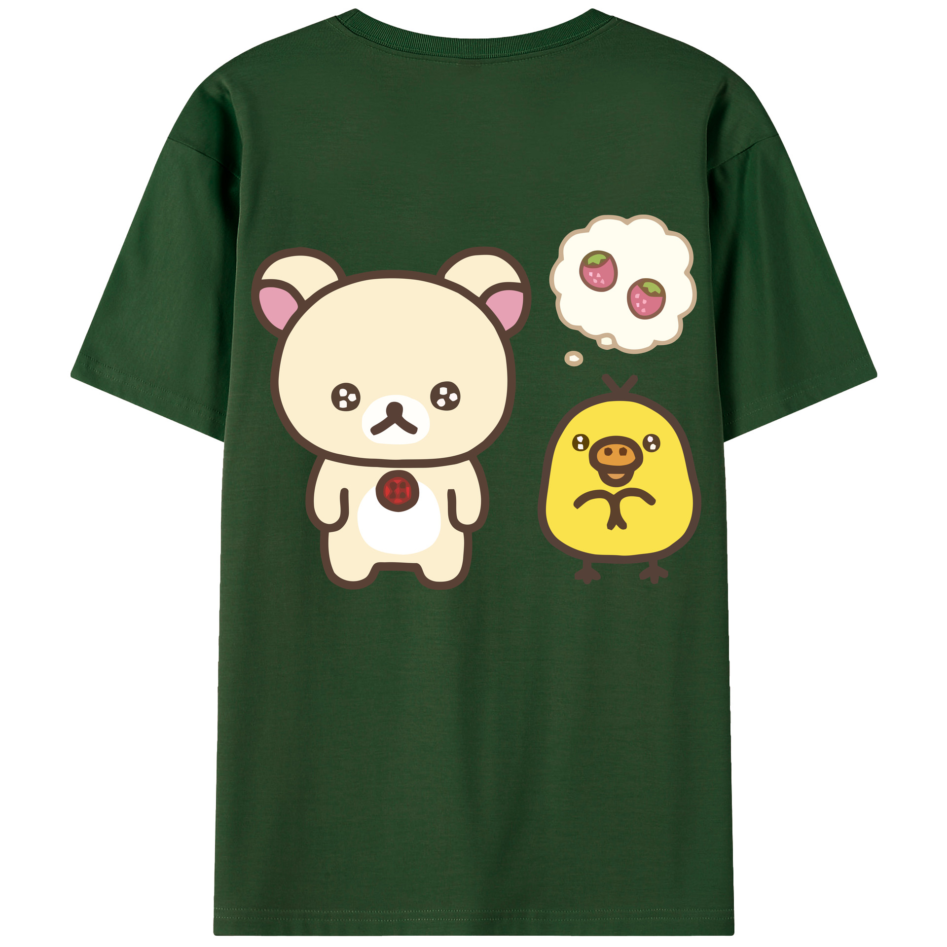 （画像用） リラックマ リラックマ キイロイトリ Rilakkuma Korilakkuma Kiiroitori 綿100％半袖Tシャツ（背面プリント）
